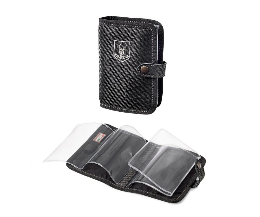 PORTADOCUMENTI - marca RISERVA - modello R2223 Porta licenza in pelle con effetto carbonio - FODERI ZAINI CINGHIE PORTA C.  - PORTA DOCUMENTI 1386