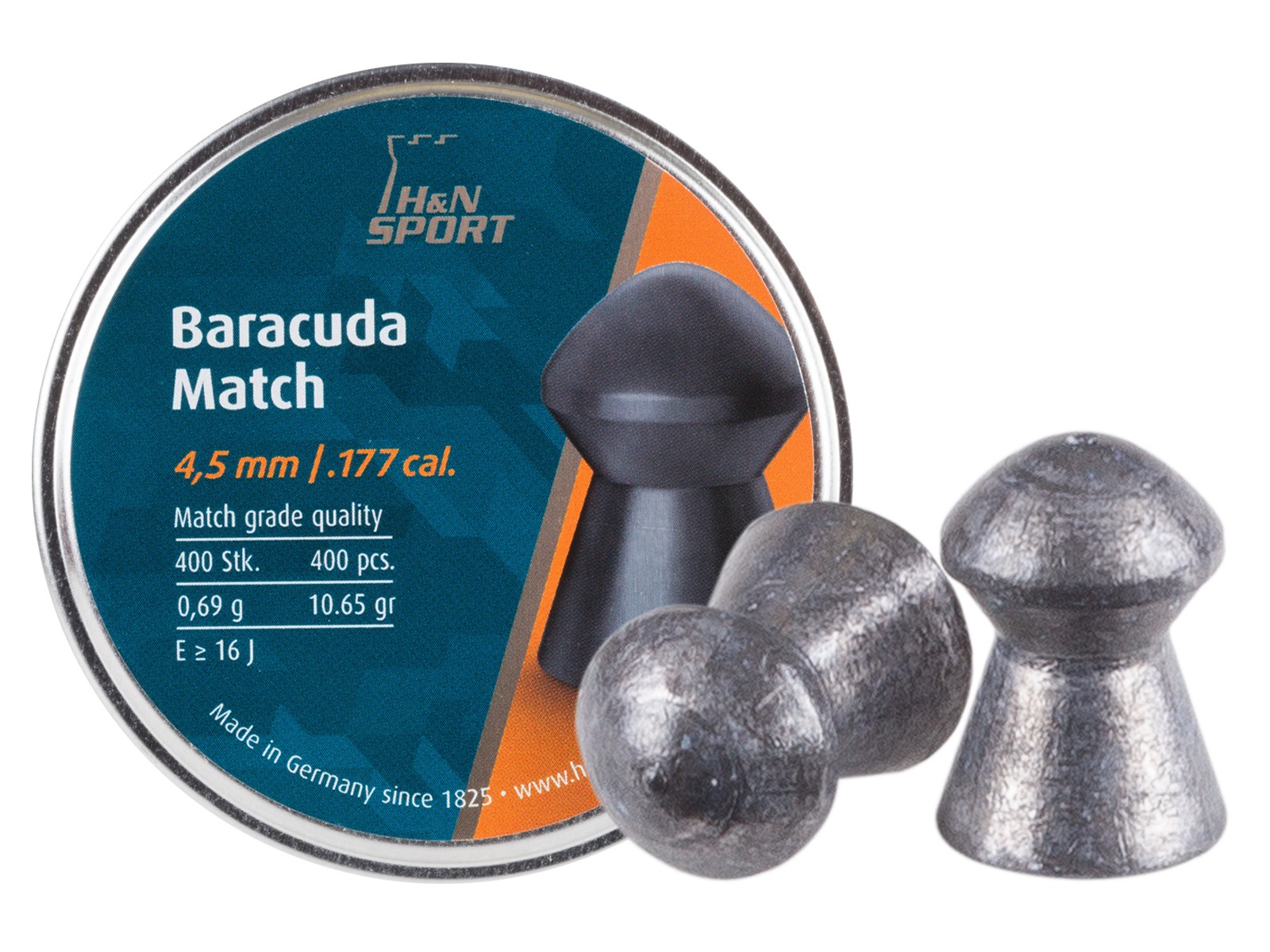 PALLINI cal. 4,5 - marca H & N - modello DIABOLO BARACUDA MATCH 4,50MM 0,69g 10,65gr - calibro 4,5 (.177) - misura 400pz - ARIA COMPRESSA  - PALLINI 6829