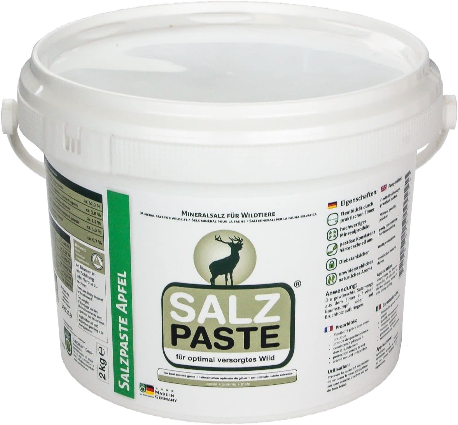 PASTA DI SALE PER SELVAGGINA - marca EUROHUNT - modello Pasta di sale alla mela per selvaggina - calibro MELA - misura 2Kg - ATTRATTIVI PER ANIMALI -  7351